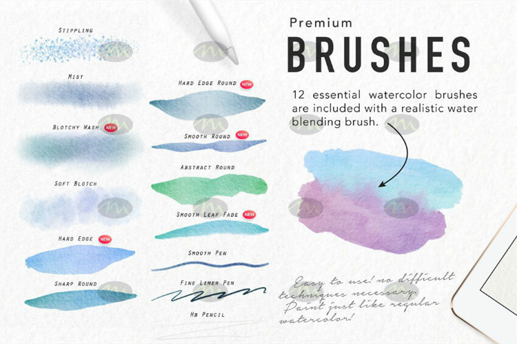 Free download 12 exquisite watercolor procreate brushes - Procreate brushes