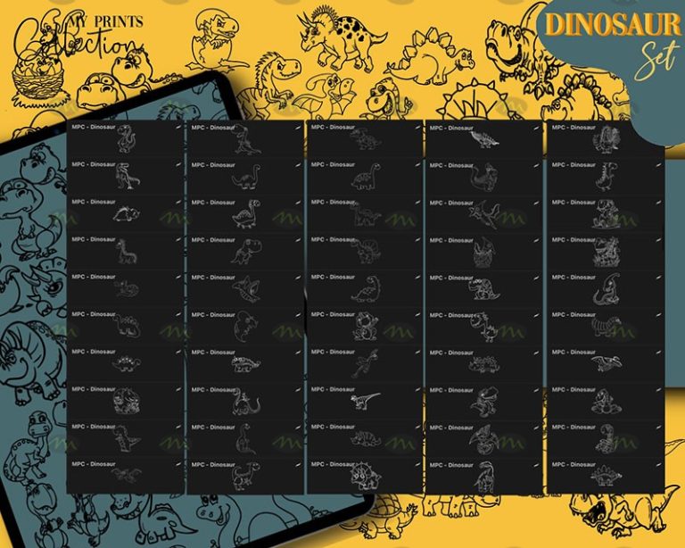 Free download 150 cartoon dinosaur pattern Procreate brushes ...