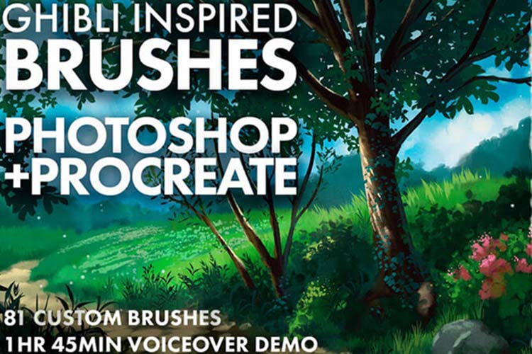 Free download 81 Ghibli style plant green brush Hayao Miyazaki plant green  building manga style procreate brushes - Procreate brushes