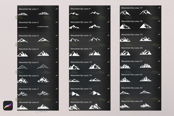 Free download Procreate Mountain Tree Stamp Brushes - Procreate brushes