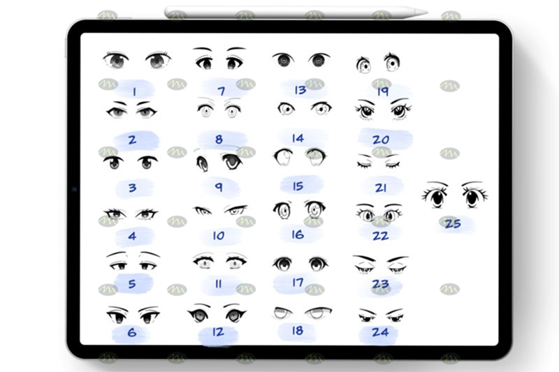 Procreate Anime Eye Stamp Brush for Eyes Reference Brush 