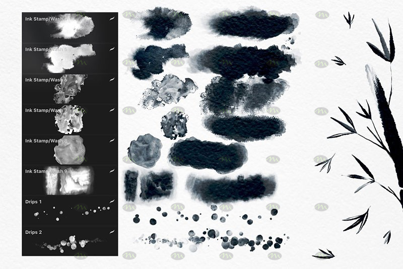 Free download 60+ Chinese-style Ink Painting Procreate Brushes