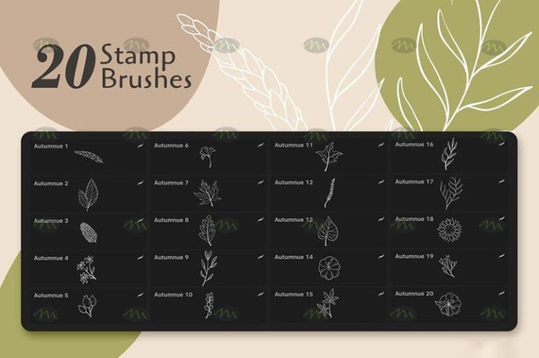 Free download Autumn plant sketch Procreate brushes - Procreate brushes