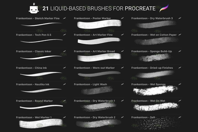 Free download Ink, water brush marker Procreate brush set Procreate