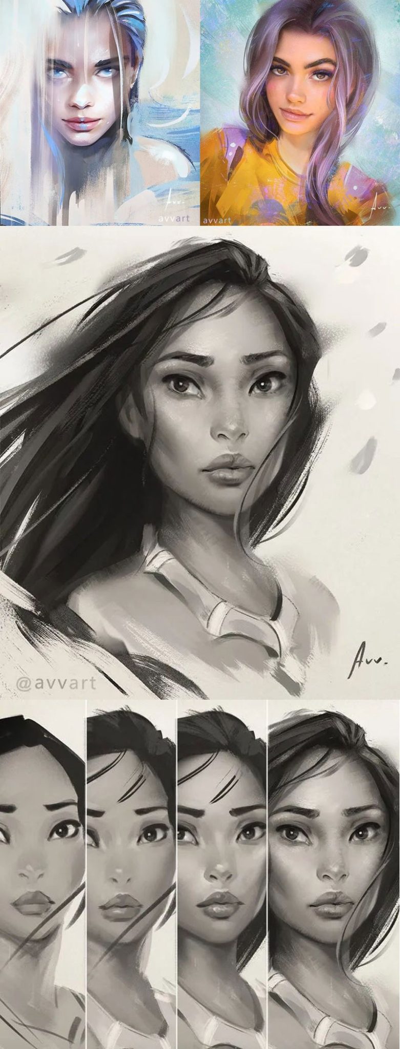 27 Portrait Illustration Thick Paint Procreate Brushes Free download