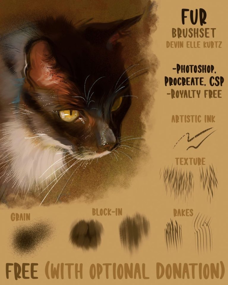 15 Animal Fur Texture PS and Procreate Brushes Free download ...