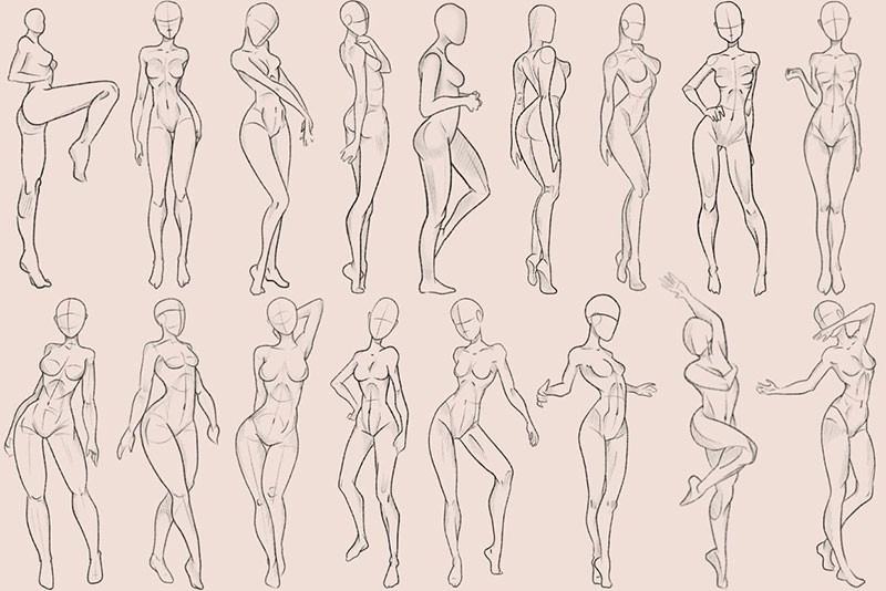 Hand-drawn Female Sitting Poses Linear Graphic by subujayd · Creative  Fabrica