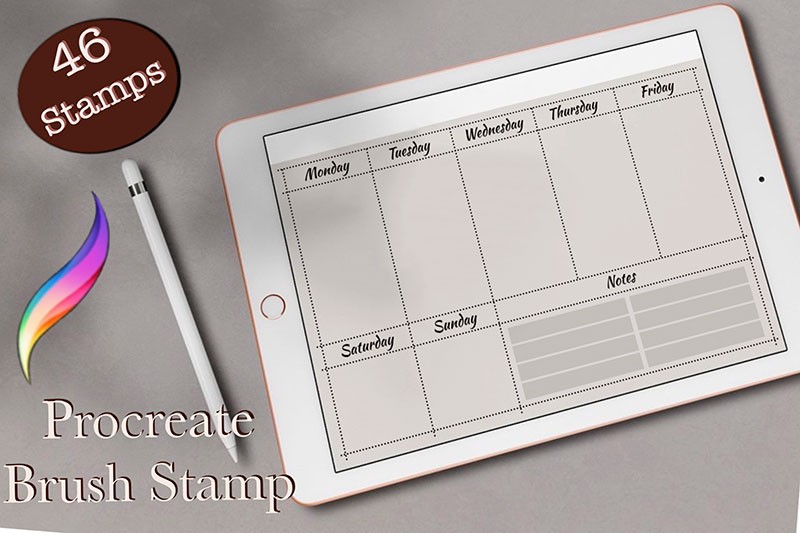 2024 Calendar Grids Stamps For Procreate