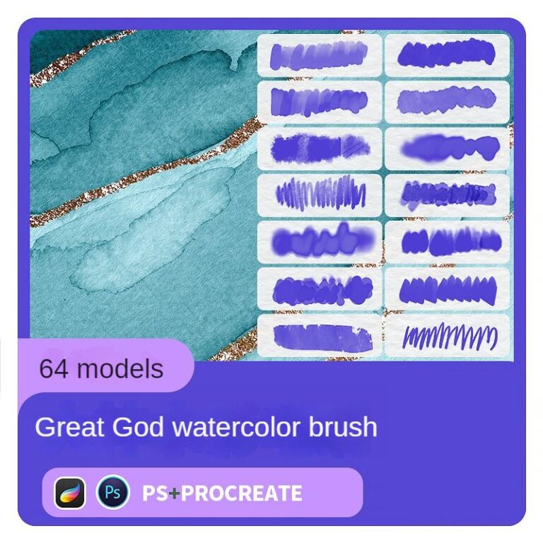 procreate watercolor brushes simulation flow bleed ink stain