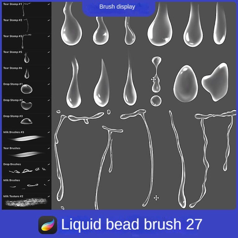 procreate liquid brushes tears water droplets milk drops cream brush