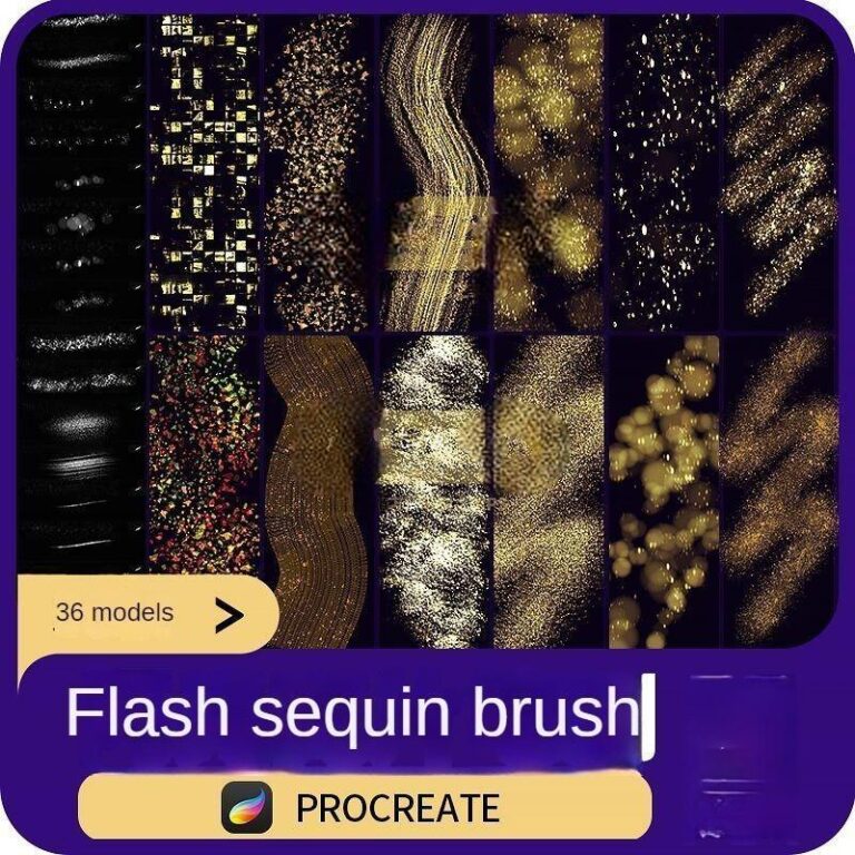 procreate brushes shine sequin wafer gold powder portrait beauty eye shadow eye makeup gold foil