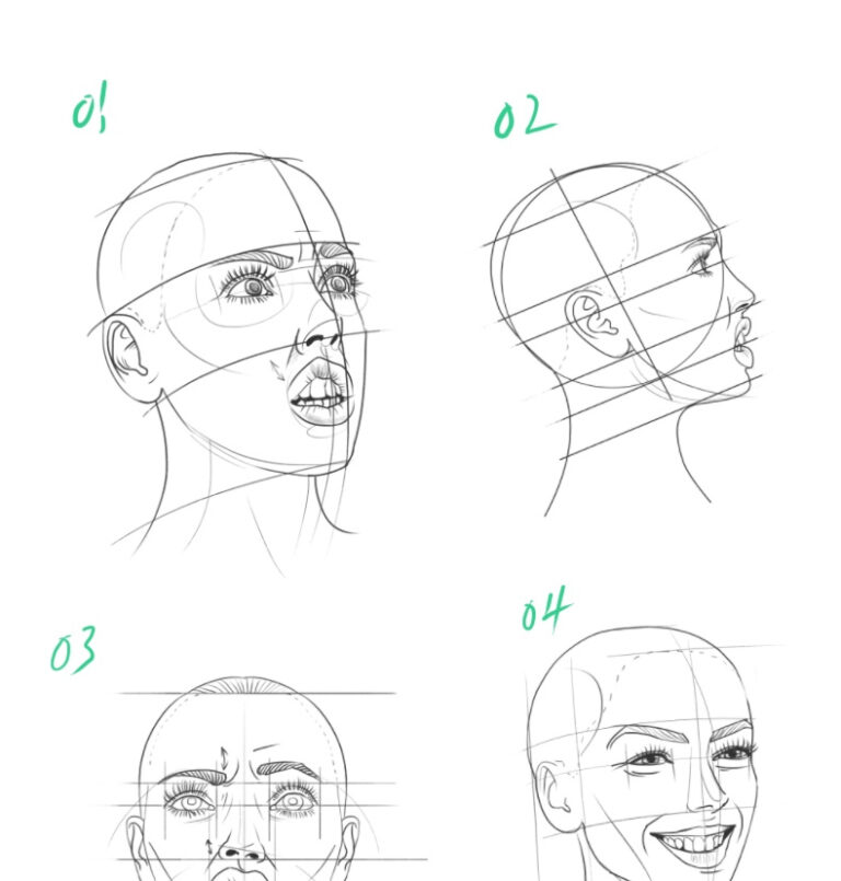 Portrait Outlining procreate brushes portrait face multi expression auxiliary line iPad ...