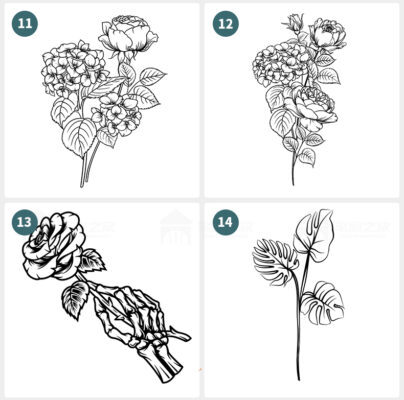 Flower blossom plant tattoo tattoo line art procreate brushes and ...