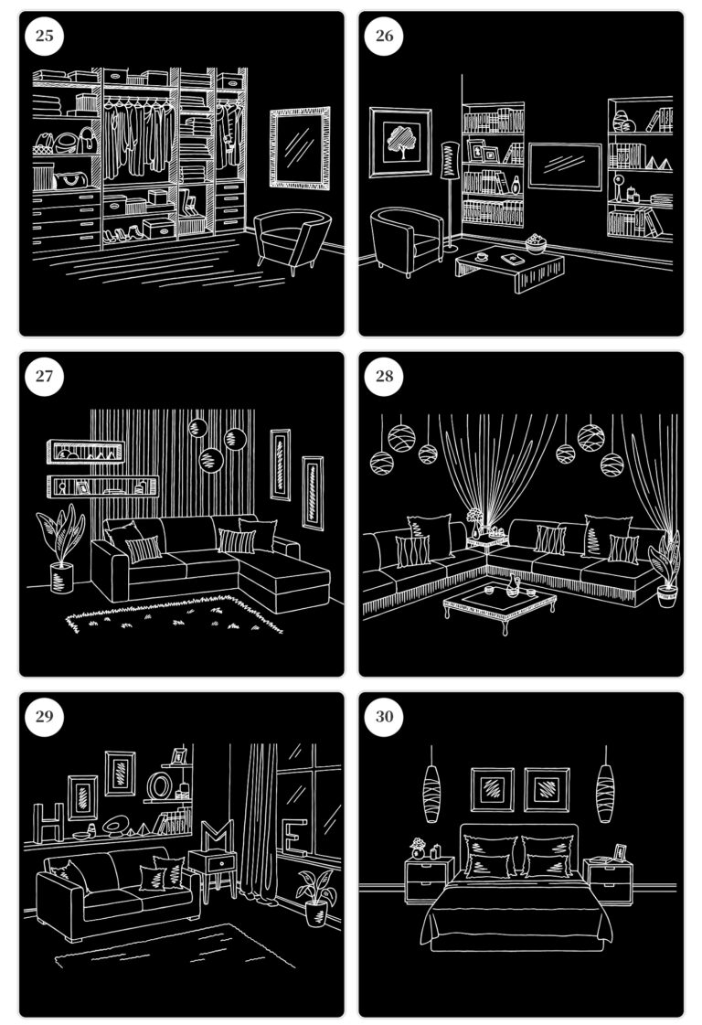 procreate brushes interior design scene ring furniture furnishings line ...